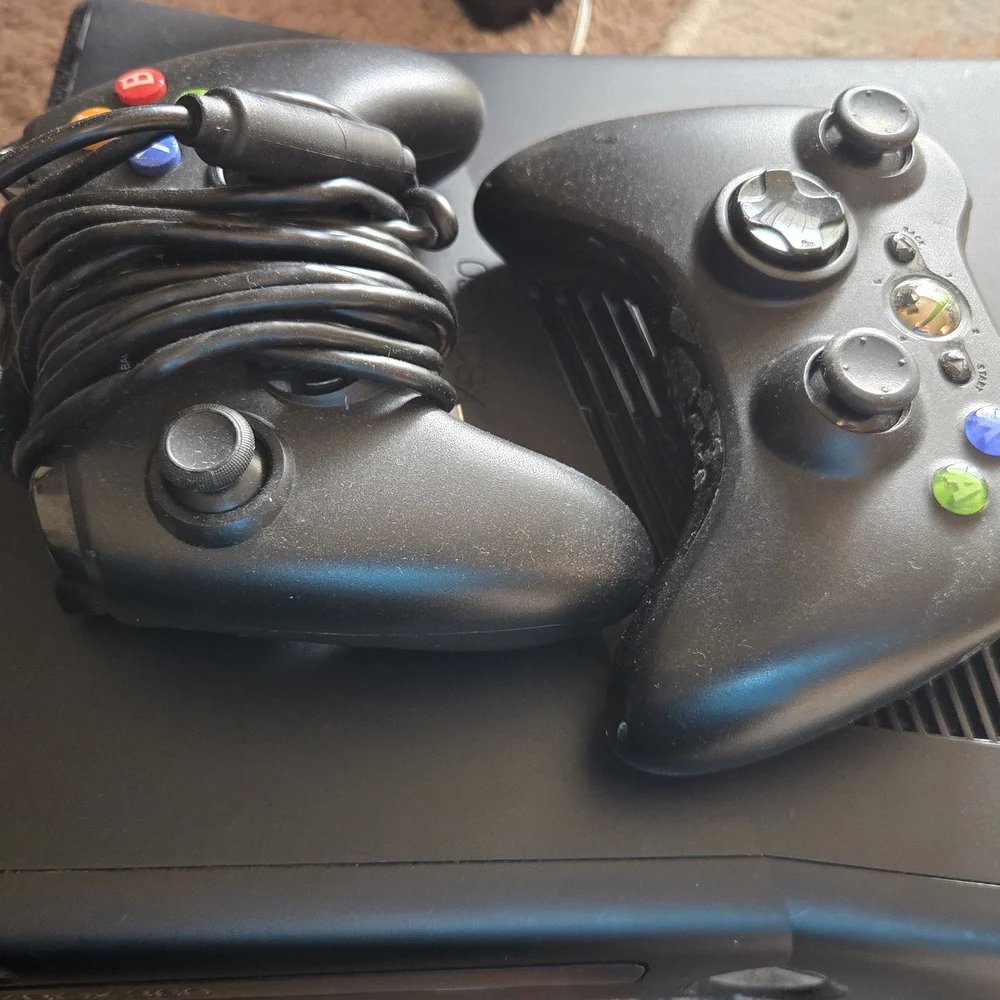 Xbox 360 Black Gaming Console with Controllers and Games